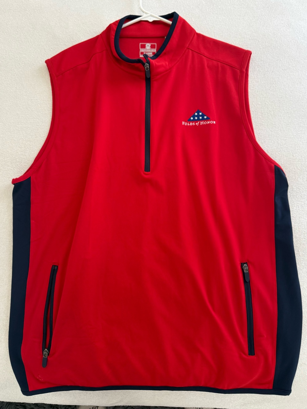 Folds of Honor Men's Red & Navy Quarter-Zip Vest